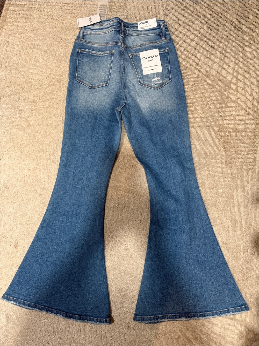 ONESO viral BBL jeans Ultra High-Rise Flare Jeans in Medium Blue